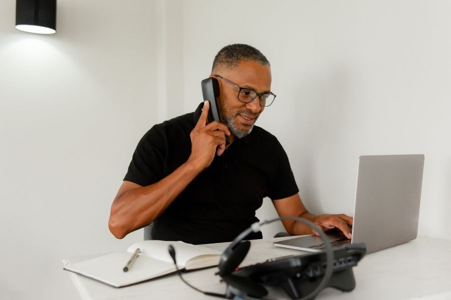 Customer Support Specialist Taking Calls at Home